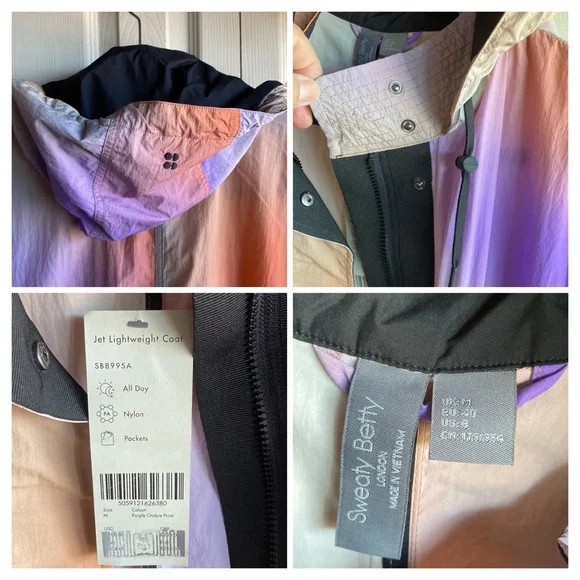 Sweaty Betty NWT Jet Longline Lightweight Boho Ombré Midi Nylon Jacket medium - Picture 15 of 16